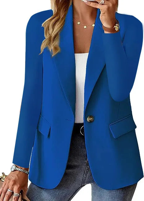 Office Elegant Blazer For Women 2025 Autumn Fashion Casual Solid Long Sleeve A Buckle Pocket Slim New In Outerwears Blazer Mujer