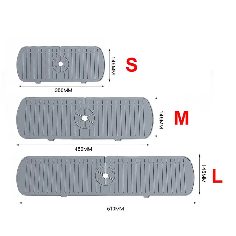 1PC Silicone Faucet Mat Water Ripple Kitchen Bathroom Draining Pad Wash Basin Large Sink Splash Pad Countertop Protector