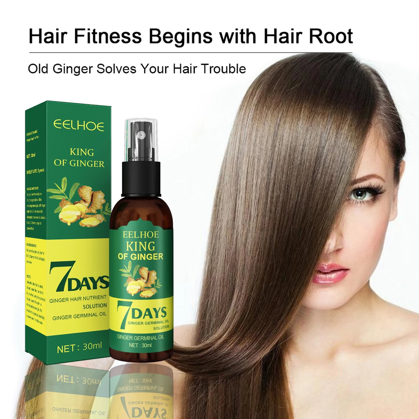 Ginger Hair Growth Serum Sprayer Fast Hair Growth Dense Regrowth Ginger Serum Oil Natural Hair Growth Accelerator For Stronger