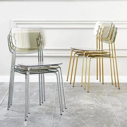 Modern Simple Household Transparent Dining Chair Backrest Single Person Leisure Net Red Table Plastic Chair Makeup Chairs  стул
