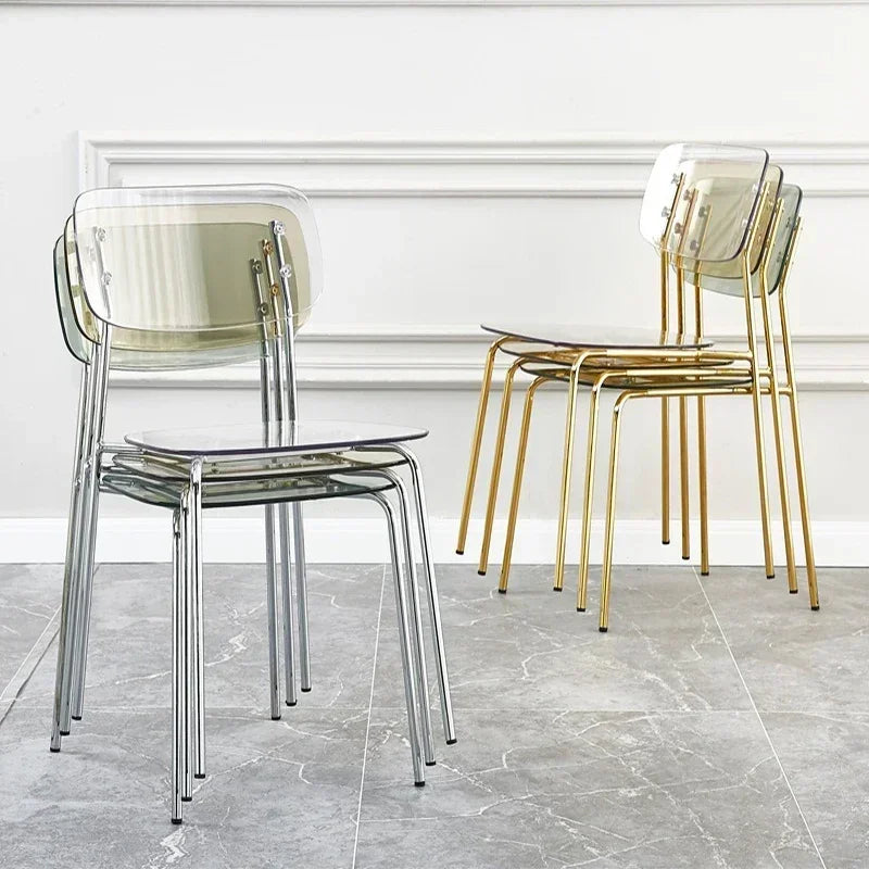 Modern Simple Household Transparent Dining Chair Backrest Single Person Leisure Net Red Table Plastic Chair Makeup Chairs  стул