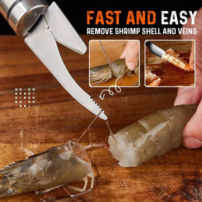 Peel camarão ferramenta 6-em-1 multi funcional de aço inoxidável descascador de camarão linha corte raspagem escavação faca de escala de peixe