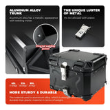 KEMIMOTO 45L/55L/65L Motorcycle Aluminum Case Tail Box Trunk with backrest Universal Top Tail Rear Luggage Tool Storage Box
