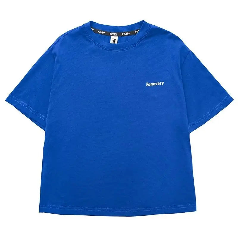 Camiseta de manga corta de verano para niños, Top de cuello redondo para niños pequeños y medianos, moda informal versátil de media manga