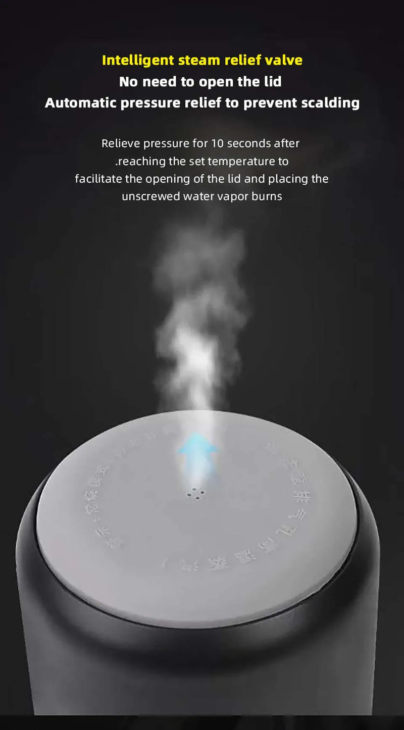 Electric kettle 12V 24V portable car heating cup 500 ml travel heating smart stainless steel insulation artifact OLED display