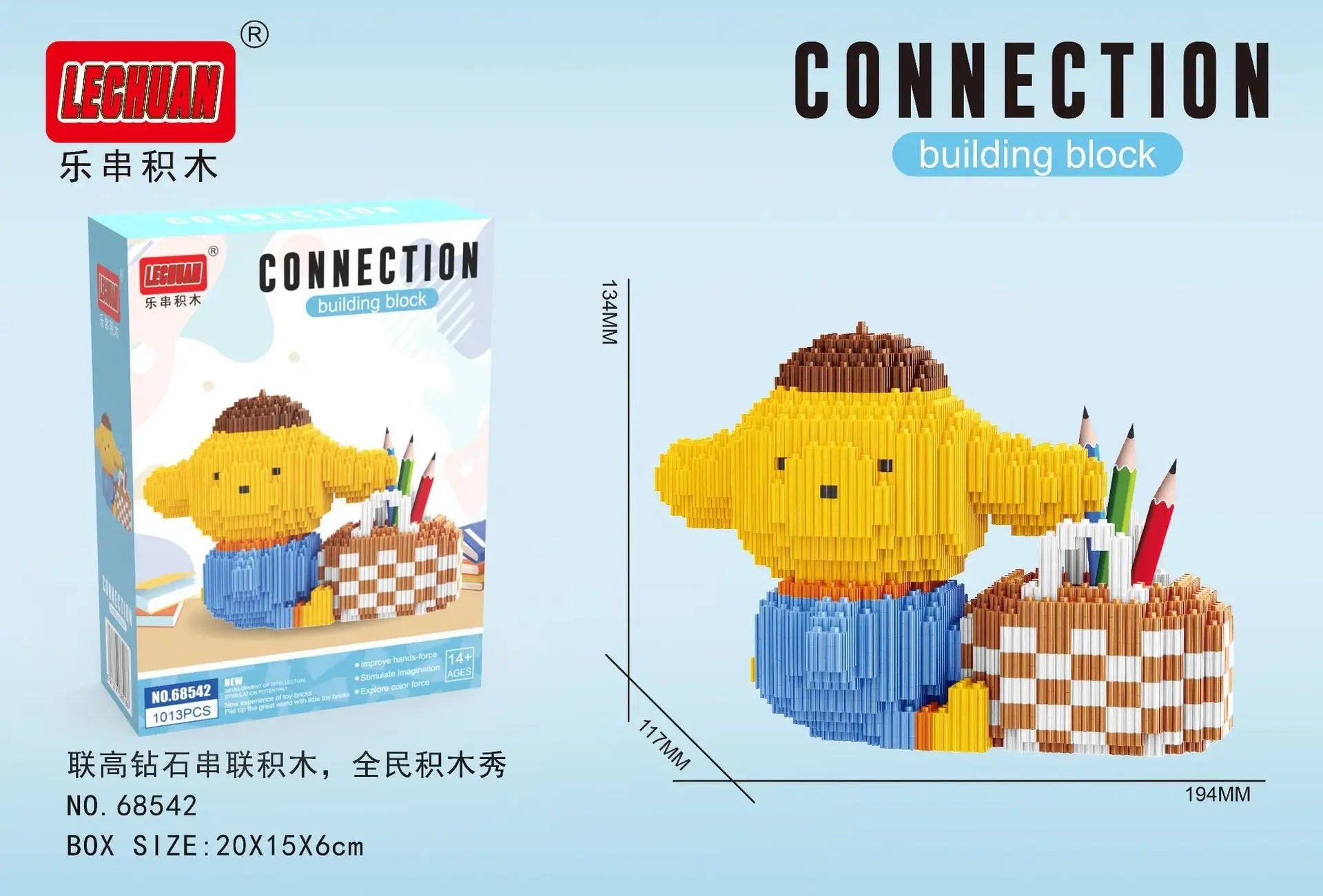 Linkgo Sanrio Building Block Pen Holder Luffy Stitch Chopper Pochacco Kuromi DIY Assembly Super Mario Puzzle Mini Bricks Toys