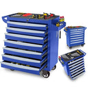2025 New Blue 7-Layer Metal Toolbox with Key Locking System & Wheels - Durable, Multi-Functional Storage Cart