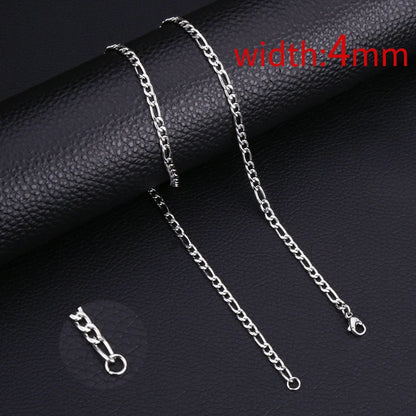 Collar HIYEE de cadena clásica de cuerda para hombre, ancho de 2/3/4/5 mm, cadena cubana tipo fígaro de acero inoxidable, joyería para hombre y mujer.