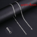 HIYEE Classic Rope Chain Men Necklace Width 2/3/4/5 MM Stainless Steel Figaro Cuban Chain Necklace For Men Women Jewelry