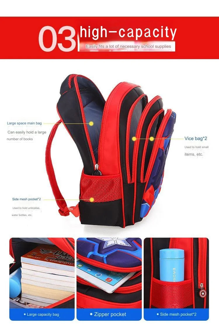 3D five-pointed star children's backpack, nylon waterproof fabric, light-weight children's backpack
