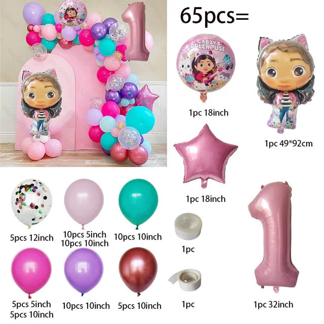 1 juego de globos de látex con forma de gato para casa de muñecas Gabby, decoración para fiestas de cumpleaños infantiles, suministros para baby shower, globos de helio para niños 