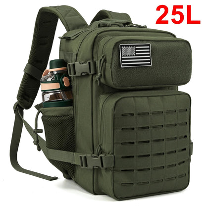 QT&QY 25L/45L Tactical Backpack for Women/men Laser Cut Molle survival Daypack School Bag Gym Rucksack with Dual Cup Holder