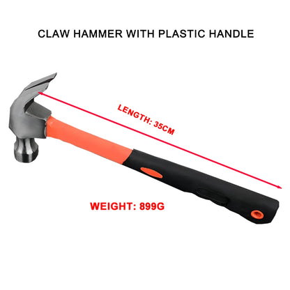 Rubber Handle Non-slip Fiber Handle Claw Hammer with Plastic Handle Claw Hammer Hardware Tools