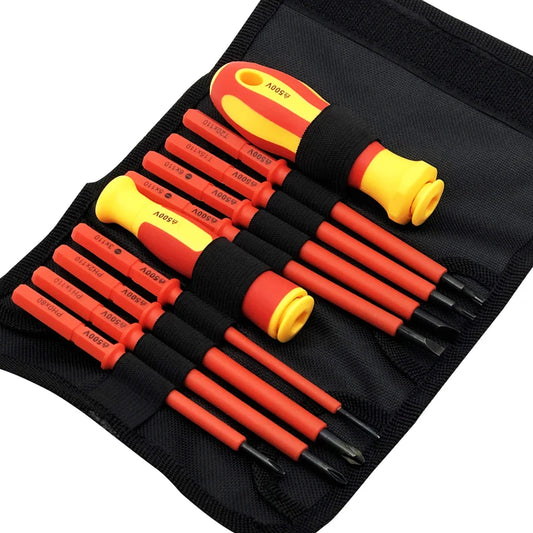 10Pcs Insulated Screwdriver Kit Interchangeable Head Screwdriver with Bag Home and Professional Use Electricians Tools