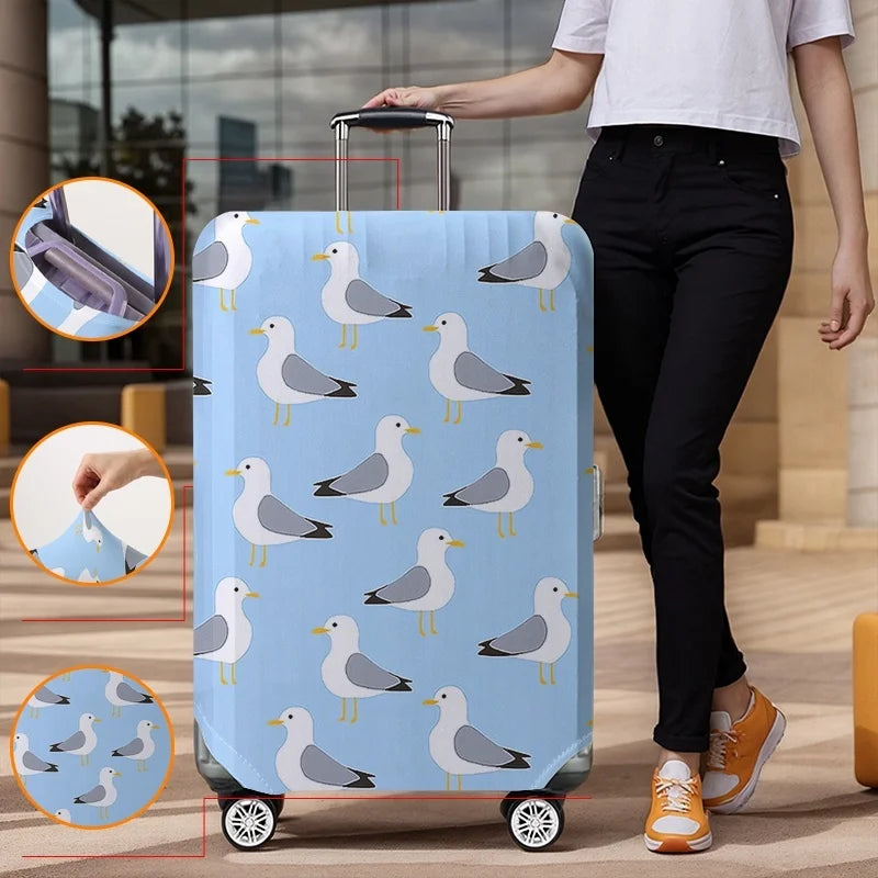Seagull pattern luggage protection cover, suitable for 18-32 inch luggage, luggage handle gloves, travel accessories