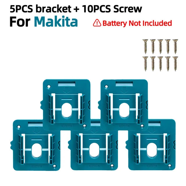 Suporte de máquina, 14.4V, 18V, 5 Pack Rack de armazenamento de bateria para Dewalt Makita Milwaukee Ferramenta de montagem de parede