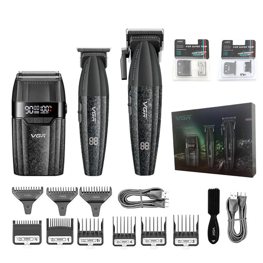 VGR Aparador de Pelos Profissional 9000 RPM Máquina de Cortar Cabelo Sem Fio Máquina de Cortar Cabelo Recarregável Metal Aparado