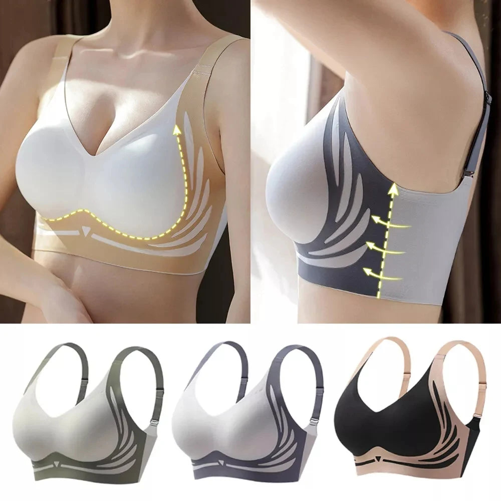 Super Gather Wireless Push-up Bra Women Gathered Up Soft Support Adjustable Underwear Anti-sagging Seamless Lift-up Bra