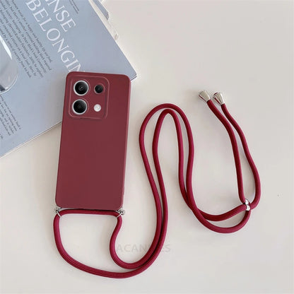 Funda con cordón cruzado para Xiaomi Redmi Note 13 Pro Plus 4G 5G, funda trasera de silicona con cordón para Poco X6 M6 Pro, Note 13 Pro y MX 6 X6 Pro