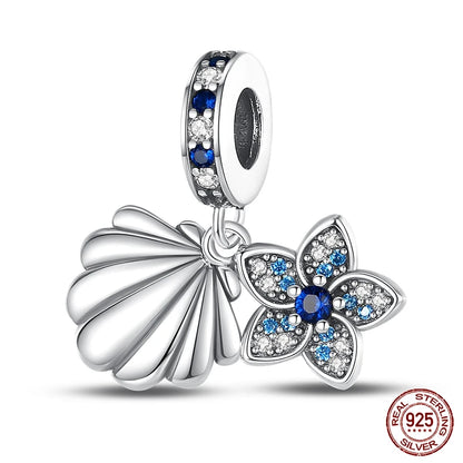 Ocean Series - Original Genuine 925 Sterling Silver Turtle Crab Mermaid Charm Beads Suitable for 3mm Bracelet DIY Making Pendant