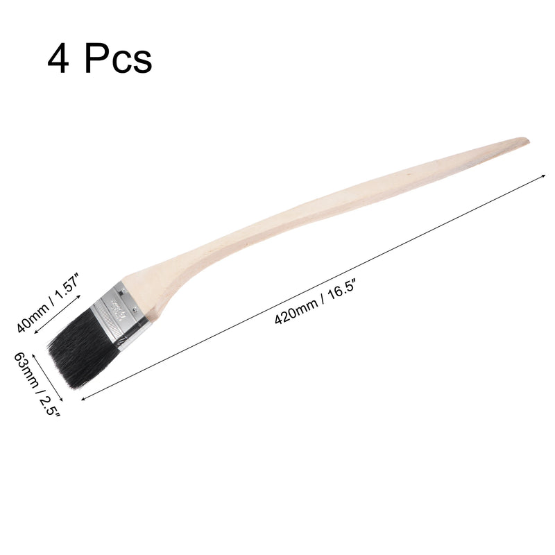 uxcell Bent Radiator Paint Brush 17" Length 2.5" Width Bristle with Long Wood Handle for Wall Treatment Black 4 Pcs