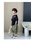 Camiseta de manga corta de verano para niños, Top de cuello redondo para niños pequeños y medianos, moda informal versátil de media manga