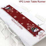 Christmas Tablecloth, Linen Table Flag, Table Cover for Christmas Decorations for Home, Navidad Noel, Gifts, Snowman Tablecloth 