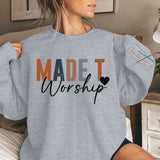 Moletom gola redonda com letras impressas, mangas compridas, pulôveres engraçados, casual e roupa cristã, feito para adorar, outono e inverno