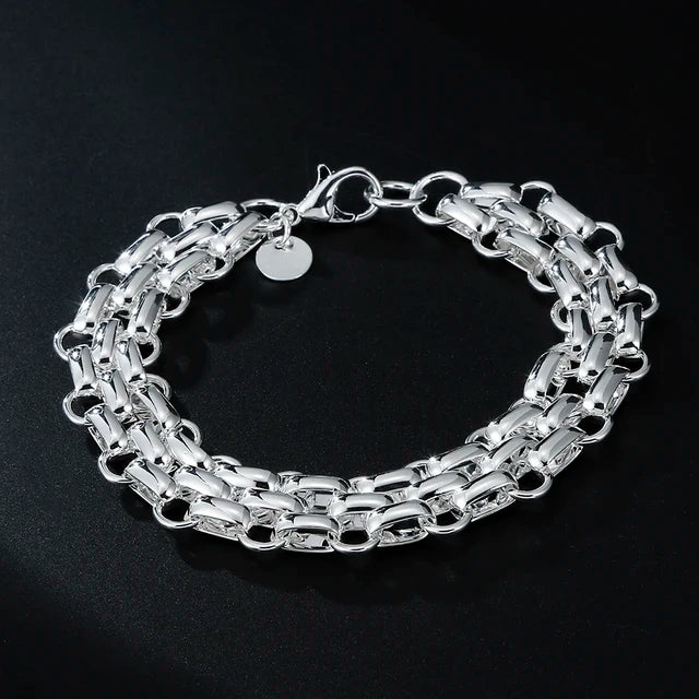 Fine 925 Sterling Silver Bracelet for Women and Men, Noble Nice Chain, Solid Charms, Wedding Party Gift, Fashion Jewelry, Hot Model 