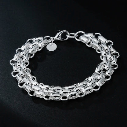 Fina 925 Pulseira de Prata Esterlina para Mulheres e Homens, Nobre Agradável Cadeia, Sólidos Encantos, Festa de Casamento Presente, Moda Jóias, Modelo Quente