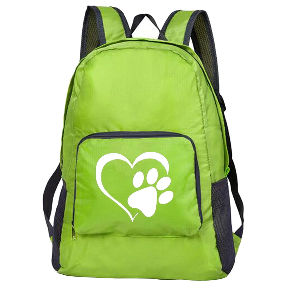 Outdoor Travel Lightweight Portable Foldable Backpack Love Print Folding Green Bag Ultralight Pack for Women Men Hiking Daypack