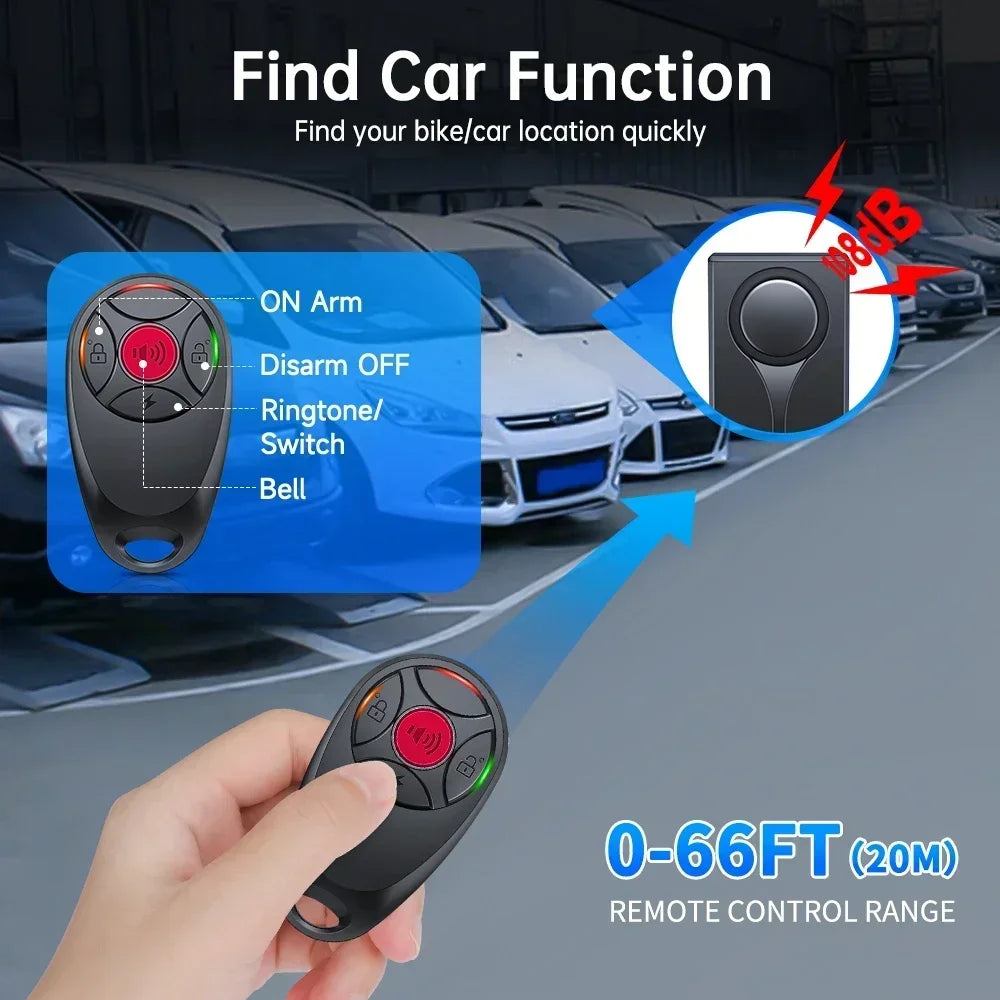 Extractme 108dB Anti-Theft Alarm Wireless Vibration Alarm with Remote Control Door and Window Alarm Car Alarm Security System
