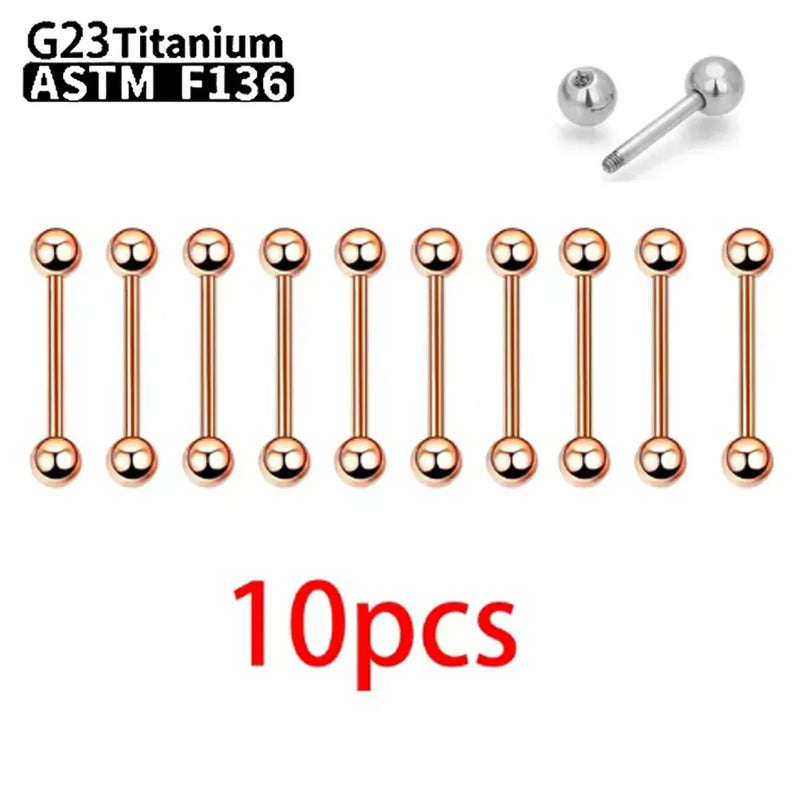 1/5/10pcs G23 Titanium External Internal thread Piercing Jewelry 14G 16G Long Industrial Sexy Barbell Barbell Ring Tongue