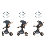 Cochecito de bebé ligero 3 en 1, sistema de viaje de lujo con asiento ajustable, capota y mosquitera para recién nacidos.