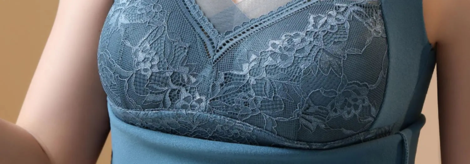 Women Winter Velvet Padded Vest Thermal Underwear Camisole Warm Sling Vest Tops 2-in-1 Built-in Bra Undershirt Intimate