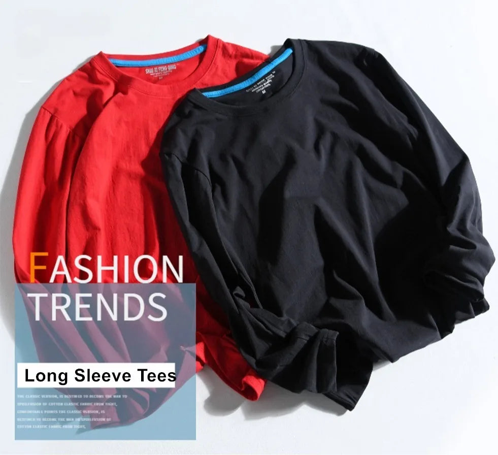 MRMT Brand New Men's T-Shirt 100% Cotton Tshirts Crew Neck Long Sleeve Men T Shirt Tops Tees for Male Pure Cotton Man Clothing