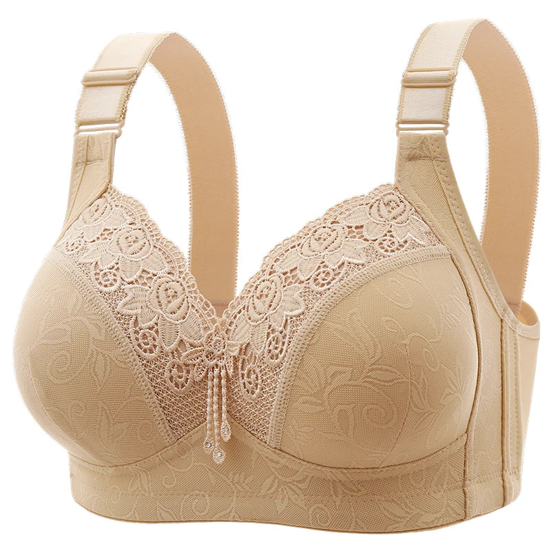 Sujetadores de encaje para mujer, Bralette con perspectiva ultrafina, sujetador en V profundo, lencería Sexy, Tops de talla grande, ropa interior para mamá