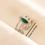 1pc Green Turquoise Ring Hippie Stainless Steel Silver Color Charm Opening Adjustable Ring Women Chunky Bohemian Party Jewelry
