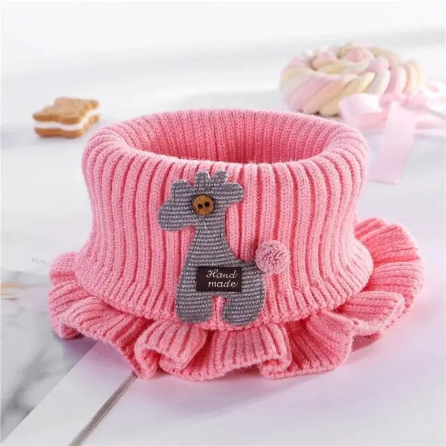 Baby Cartoon Knitted Scarves, Children's Wool Scarf, Outdoor Scarves, Warm Scarves, Multiple Olors, Ruffle Neck, High Quality 