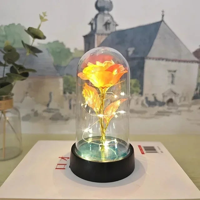 Artificial Rose Flowers for Girlfriend, Eternal Rose, LED Light, Leaf Flower, Wedding Decoration, Christmas Gifts, Valentine's Day 