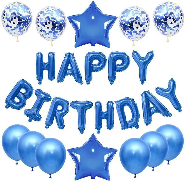 25pcs/set Happy Birthday Balloons Set Foil Letter Balloon Garland Bunting Banners Kids Birthday Party Babay Shower Decoration 