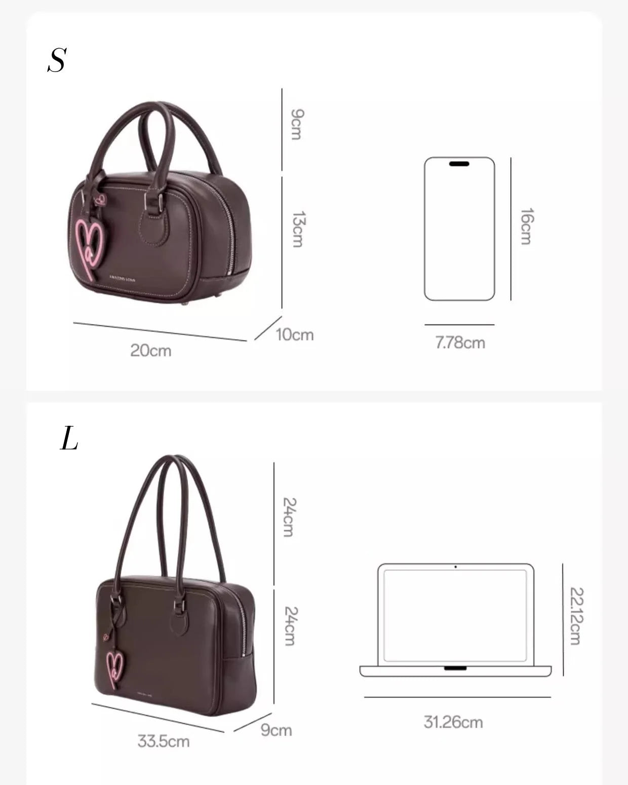 Toast Bag Large Capacity Tote Bag Handbag Shoulder Bag Crossbody Bag Heart-Shaped Soft