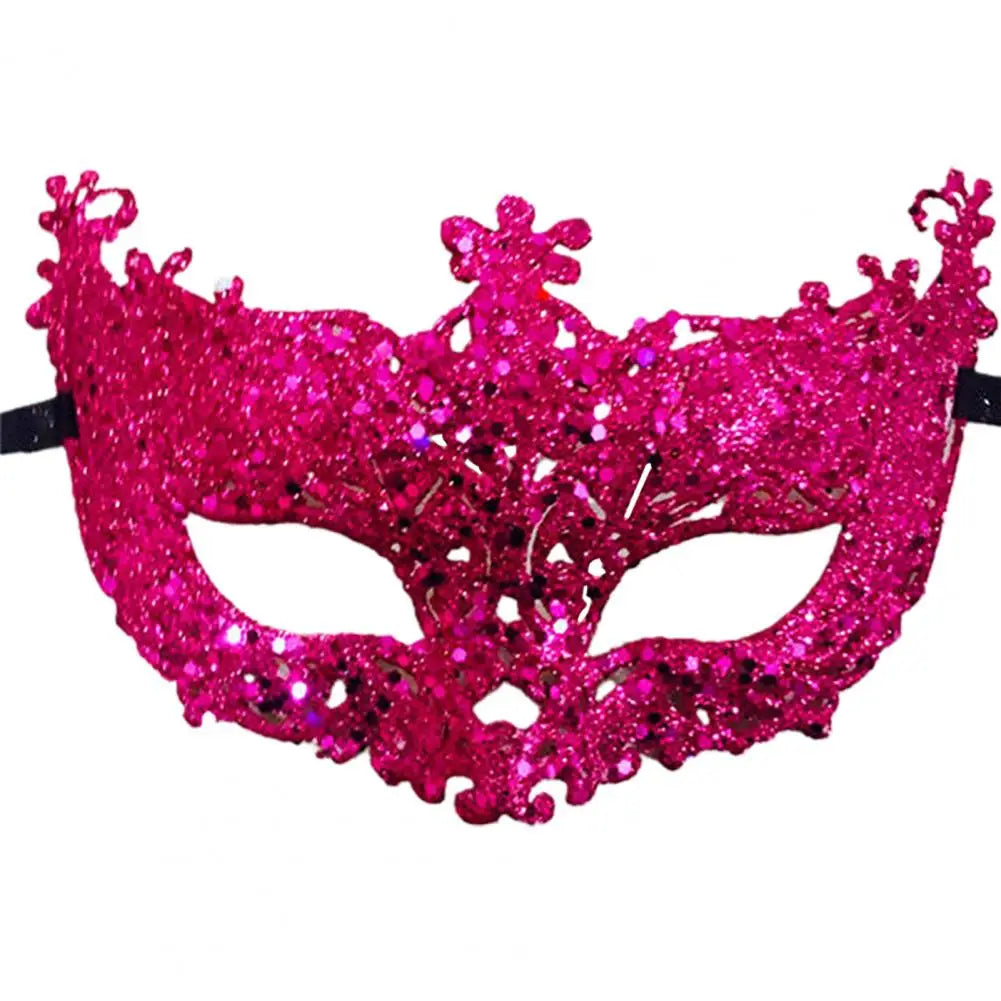 Máscara Veneziana de Baile de Máscaras com Glitter e Fitas para Mulheres – Estilo Misterioso para Halloween e Festas a Fantasia