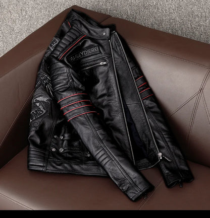 Chaqueta de motociclista nueva para hombre, de piel de vaca, para motocross, de cuero, para invierno, resistente al viento, para carreras, ropa de motociclista resistente al desgaste para Harley.