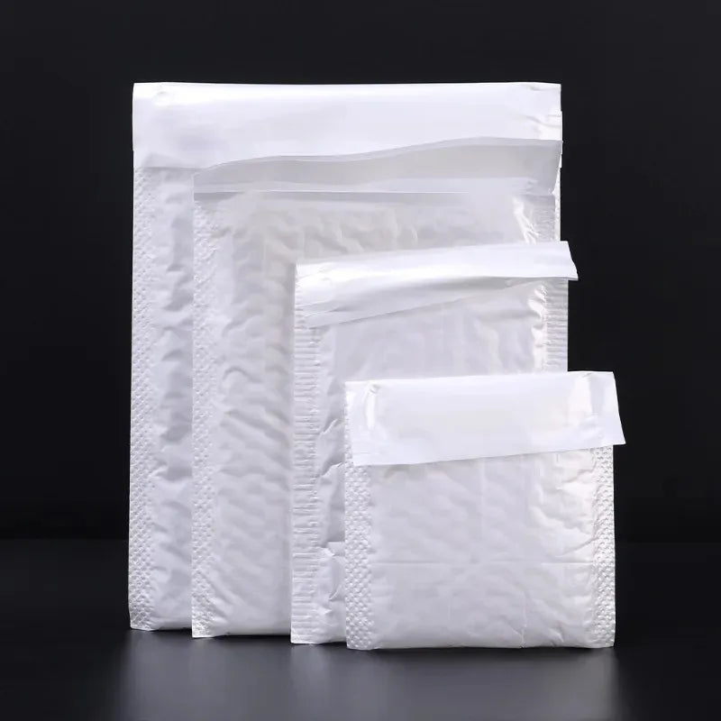 Bubble Mailers para embalagem de correio, envelope acolchoado branco, auto selo, sacos de envio, presente, atacado, 100pcs