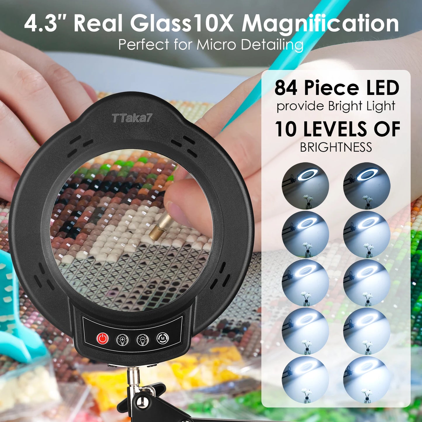 72LED 8X/10X NEW Illuminated Magnifier USB 3 Colors LED Magnifying Glass for Soldering Iron Repair/Table Lamp/Skincare Beauty