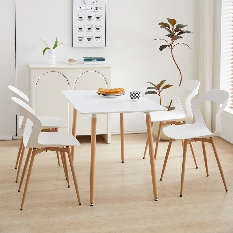 4Pcs/Set Hollow Dining Chairs Modern Simple Household Back Stool Nordic Negotiation Chair Plastic Chair Cosmetic Chair White