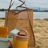 2-Pack Large Capacity Mesh Beach Tote Bags - Durable Polyester, Solid Color with Sturdy Handles, Suitable for Travel, Beach, Vacation, and Camping, Beach Tote Bags, Multi-Functional Storage Solution, Sturdy Handle Design