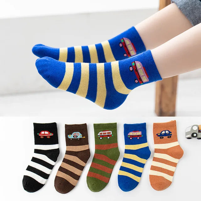 5 pares/lote 2024 nuevos calcetines de primavera para bebés de 1 a 12 años, calcetines de algodón gruesos, calcetines de algodón para niños 