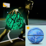 Glow Reflective Basketball Adult & Children Youth Wear-resistant Luminous Basketball Size 7/6/5 PU Soft Leather Game Training Ball